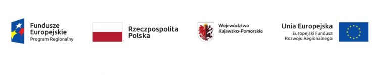 Logotypy Unia Europejska: Fundusze Europejskie Program Regionalny, Rzeczpospolita Polska, Województwo Kujawsko-Pomorskie, Unia Europejska Europejski Fundusz Rozwoju Regionalnego
