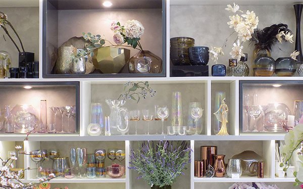 Photo: decorative glass on a shelf
